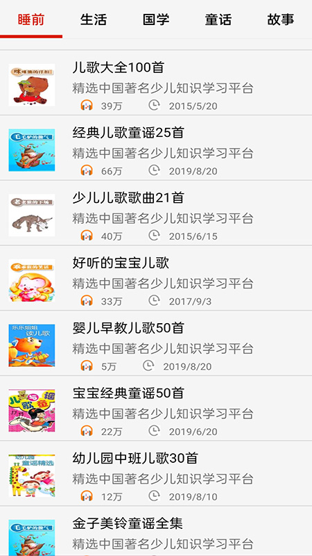 睡前兒歌故事大全