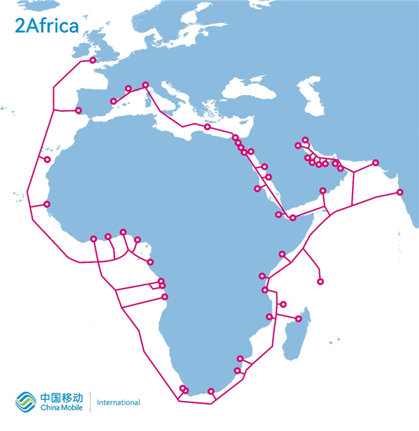 全球最长海缆2Africa东段已正式投入使用！该海缆全长4.5万公里，可连接三大洲的30多个国家