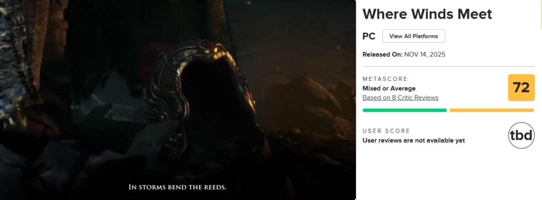 《燕云十六声》在M站的平均评分是72分：由于内容过于庞杂，导致其潜力未能充分展现！