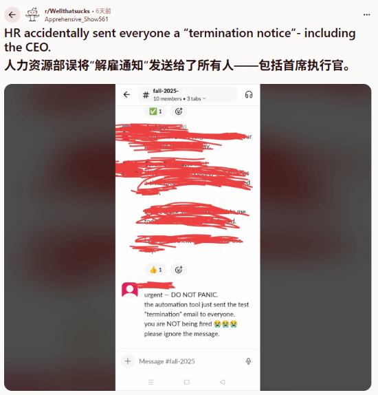 每天一个离职小技巧：HR操作失误导致全公司员工被解雇