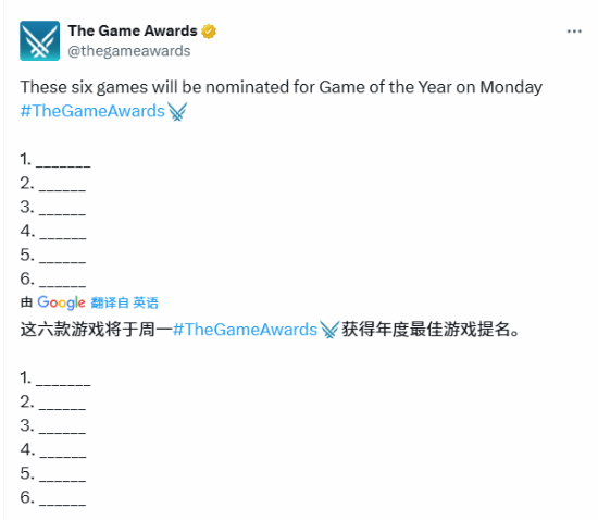 TGA官方宣布：6款游戏竞逐年度最佳！引发玩家热议
