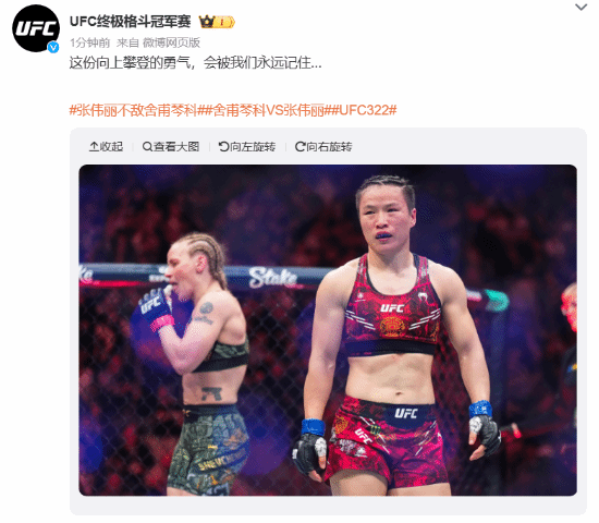 虽败犹荣！张伟丽升重征战UFC，憾负蝇量级冠军舍甫琴科