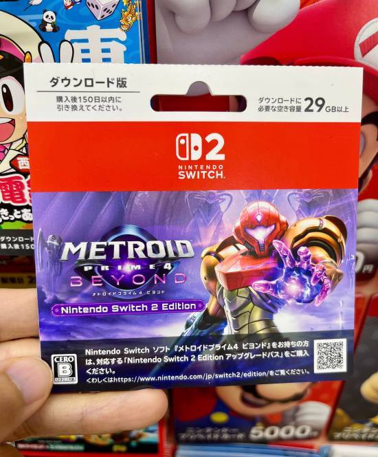 任天堂旗下新作《银河战士Prime4超越》的容量信息已公布：NS2版本的大小为29GB