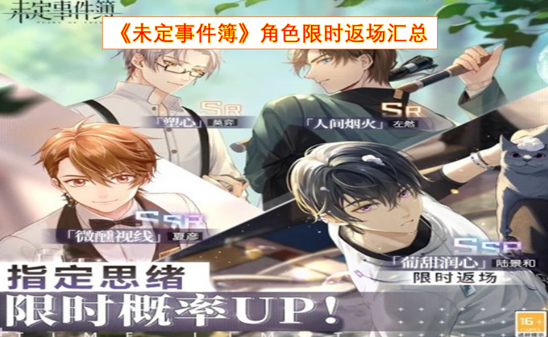 《未定事件簿》限定角色返场信息总览