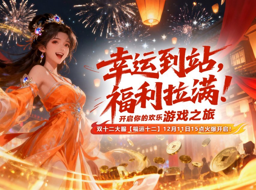 开服盛宴来袭，活动惊喜炸裂！《猛将OL》【福运十二】今日15:00开启，福利多到抱不住！