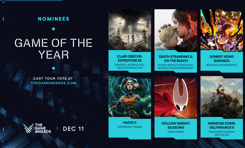 TGA2025年度最佳游戏提名名单已揭晓，最终桂冠将花落谁家？