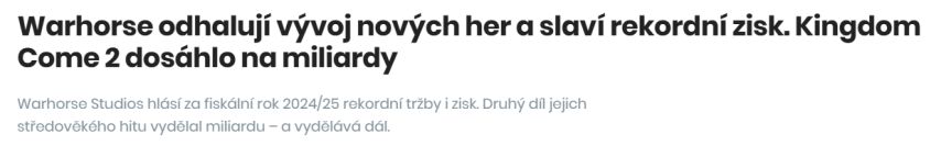 《天国：拯救2》的续作目前正在开发进程中，相关财报数据表明其营收规模已达数亿元！