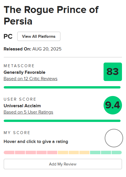 1《波斯王子：Rogue》正式发售！育碧这款肉鸽新作均分达83分
