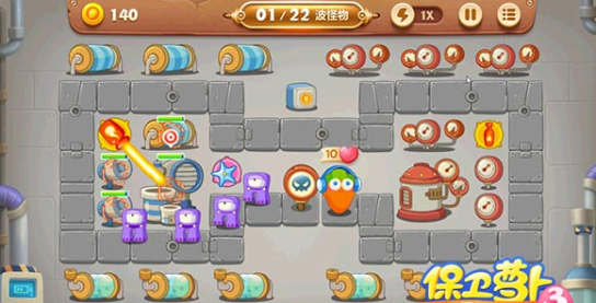 保卫萝卜3工厂第十一关金萝卜通关指南