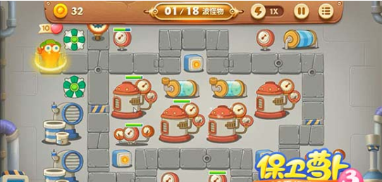 保卫萝卜3工厂场景第32关获取金萝卜的技巧指南