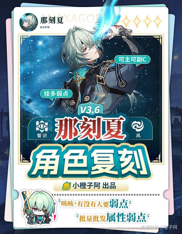 《崩坏：星穹铁道》V3.6版本那刻夏复刻角色一图流攻略指南