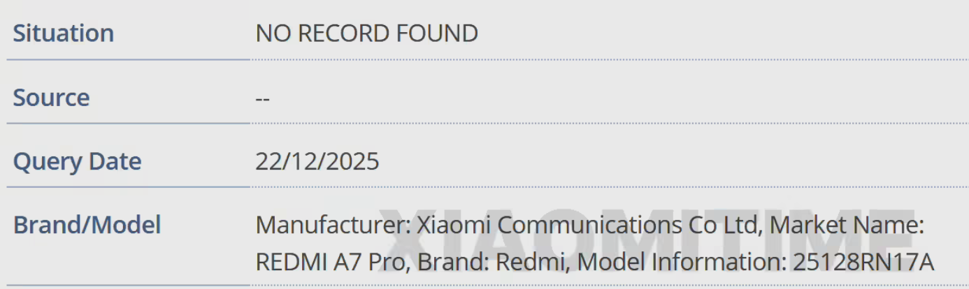 小米REDMIA7Pro手机信息流出：搭载展锐T7250芯片并配备6000mAh电池