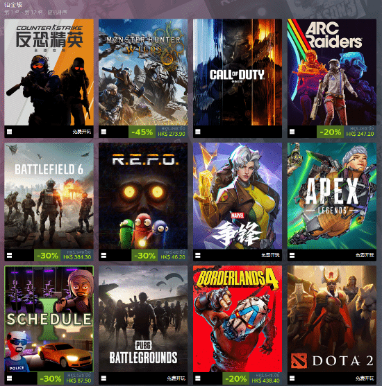 《怪物猎人：荒野》力压《光与影：33号远征队》，跻身Steam年度热销游戏前列