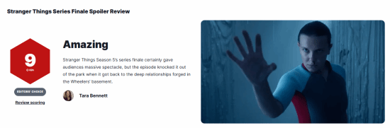 《怪奇物语》第五季最终章获IGN9分评价！结局圆满收官