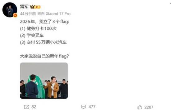 雷军公布了2026年设立的3个目标，其中去年有一个未能达成