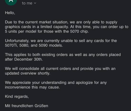 国外显卡市场严重缺货！RTX50系列高端显卡濒临停售