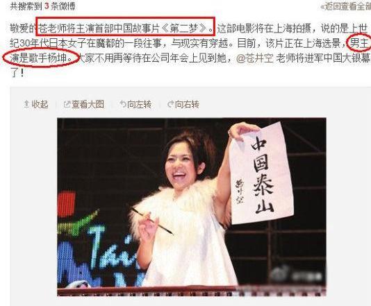 苍井空以百万片酬接演内地文艺电影