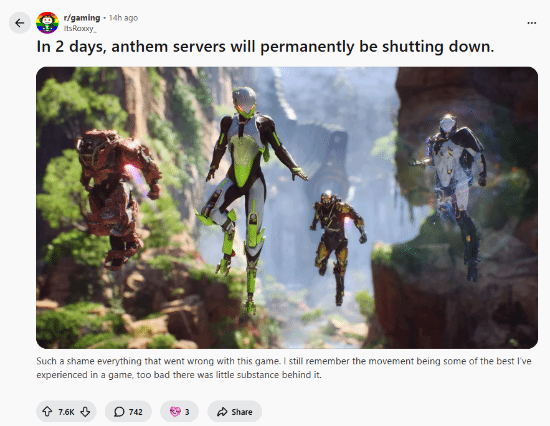 《圣歌》服务器明日关停！玩家群体纷纷追忆往昔