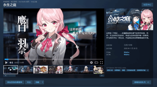 单机抽卡RPG《永生之庭》于Steam平台上线：发售时间定在2025年1月20日