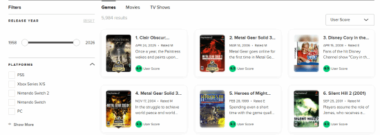 近半个世纪以来的第一人！《光与影》在MC站收获了惊人的用户评分