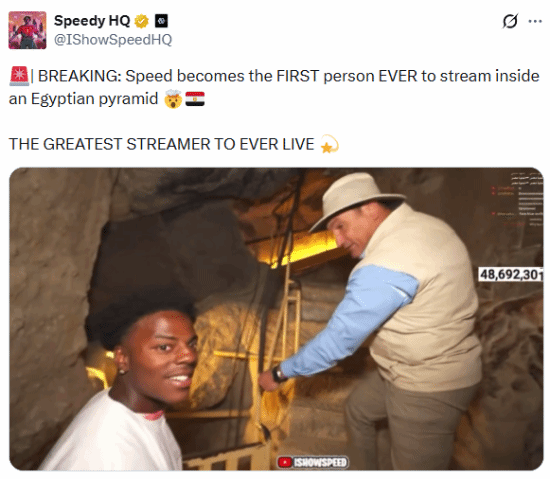 法老暴怒！甲亢哥在金字塔内整活直播