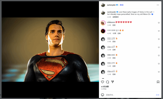 扎导分享亨利版超人全新试妆照：他象征着希望！