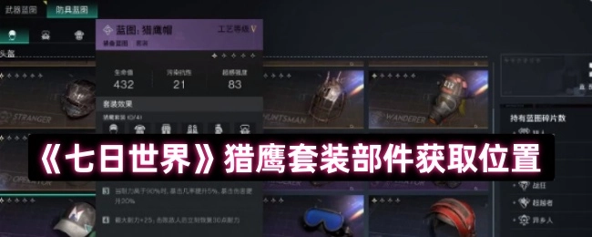 《七日世界》獵鷹套裝部件獲取位置