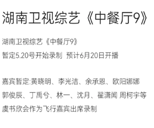 中餐廳第九季什么時候播出 中餐廳第九季成員名單